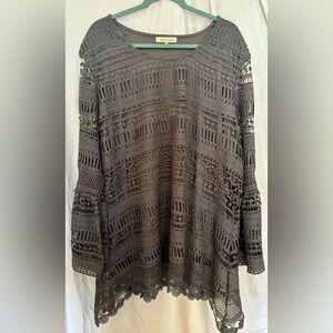 Indigo soul gray knit/lace top